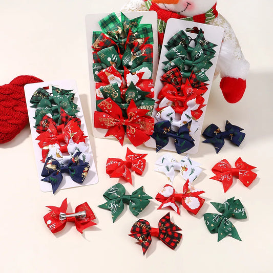 6PC Christmas Hair Bows