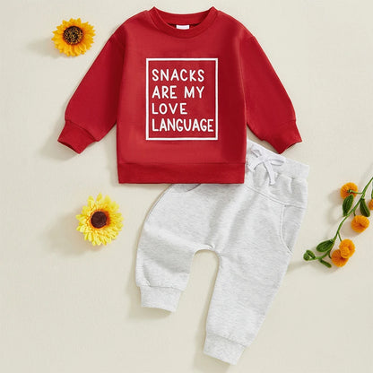 Valentines Day Outfits "Snacks Are My Love Language" Sweatshirt Top Joggers set
