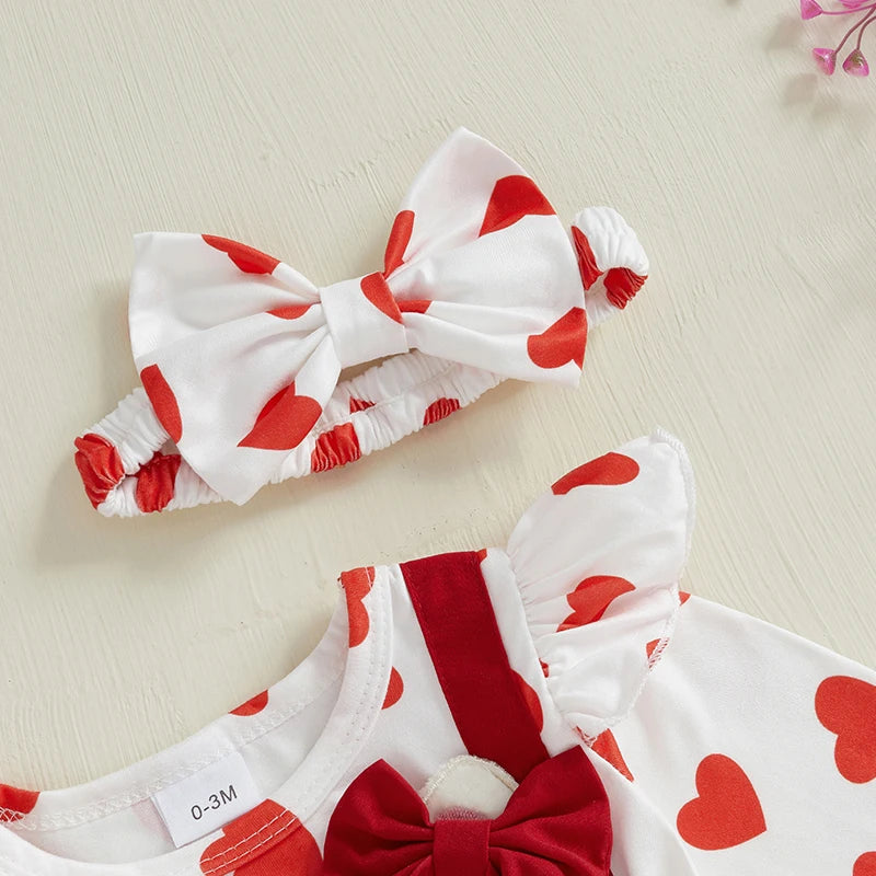 Newborn Girl Outfit Long Sleeve Cartoon Cat Heart Print