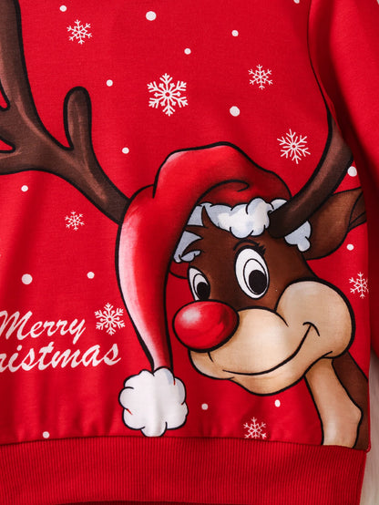 Girls fashion Christmas themed full-body print casual party style pullover hoodie