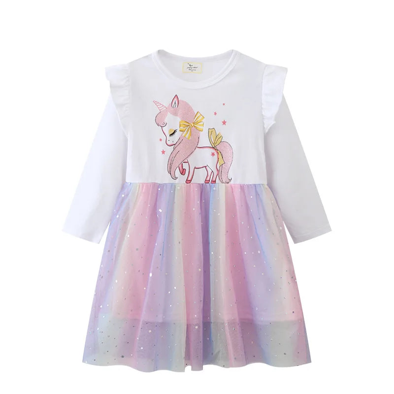 Toddler Girl Unicorn Print Butterfly Princess Dress