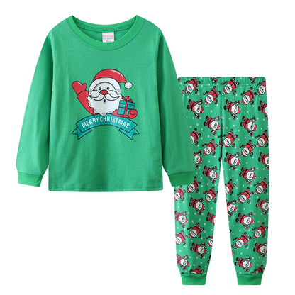 Green Toddler Baby Christmas Cartoon Santa Pj Set