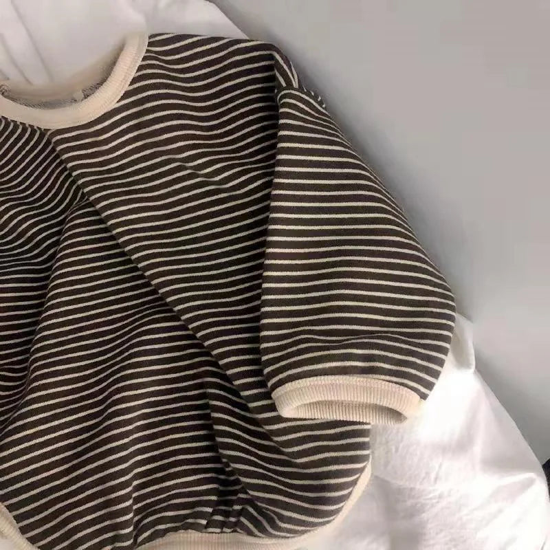 Cotton Children's Clothing Long Sleeve T-shirts Striped