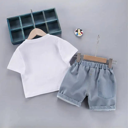 Tshirt +Denim Shorts 2 Pcs sets