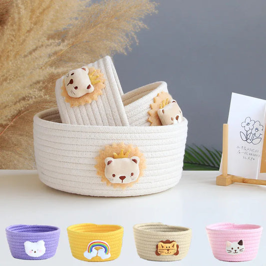 Cartoon Animals Hand Woven Storage Basket