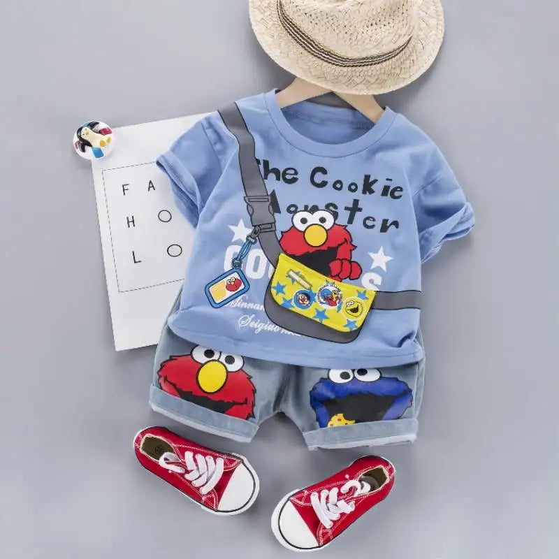 Tshirt +Denim Shorts 2 Pcs sets
