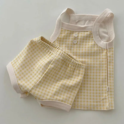 Thin Cotton Vest + Shorts 2pcs Suit Infant Outfits Toddler Breathable Set