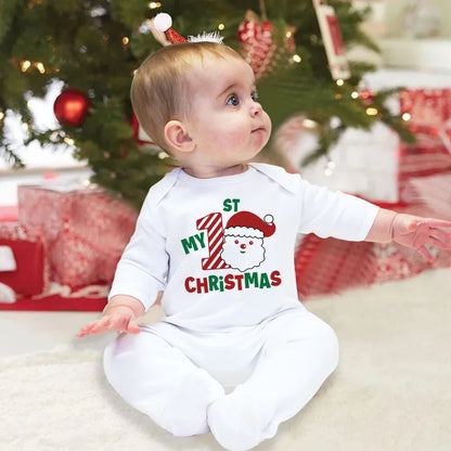 My 1st Christmas Santa Printed Infant Baby Bodysuit