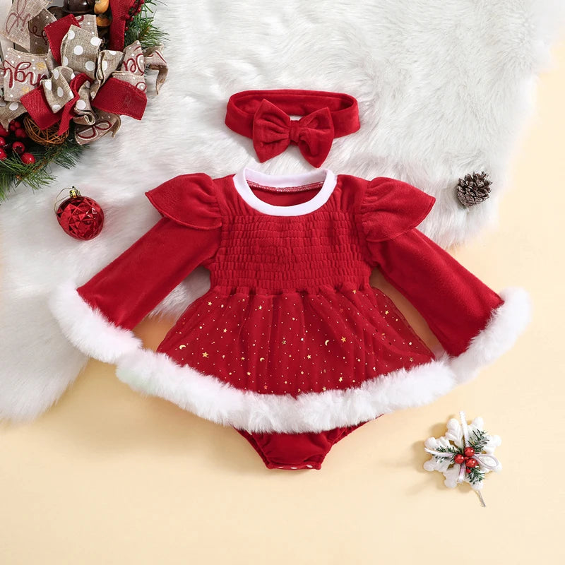 Christmas Newborn Baby Girls Rompers Dress