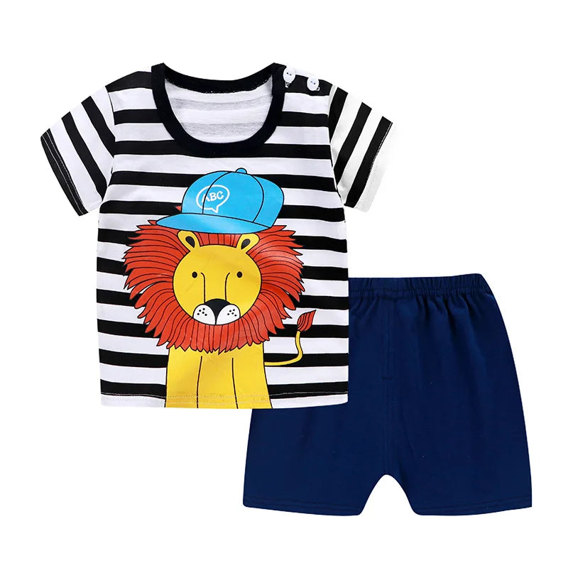 Boys Short Sleeved Suit T-shirt + Shorts 2piece Set