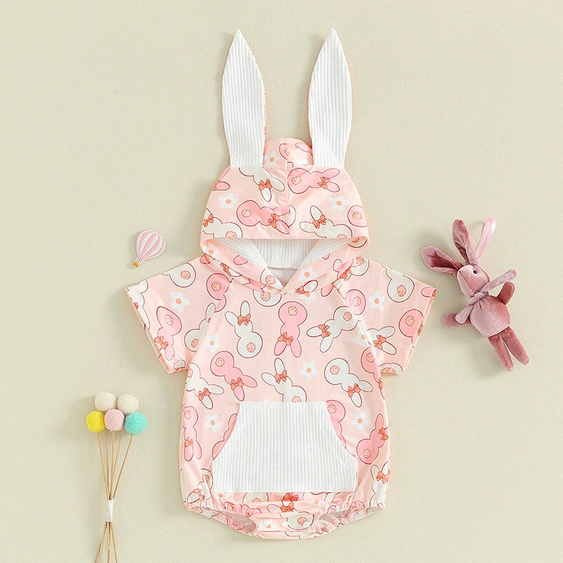 Short Sleeve Hoodie with Bunny Ear