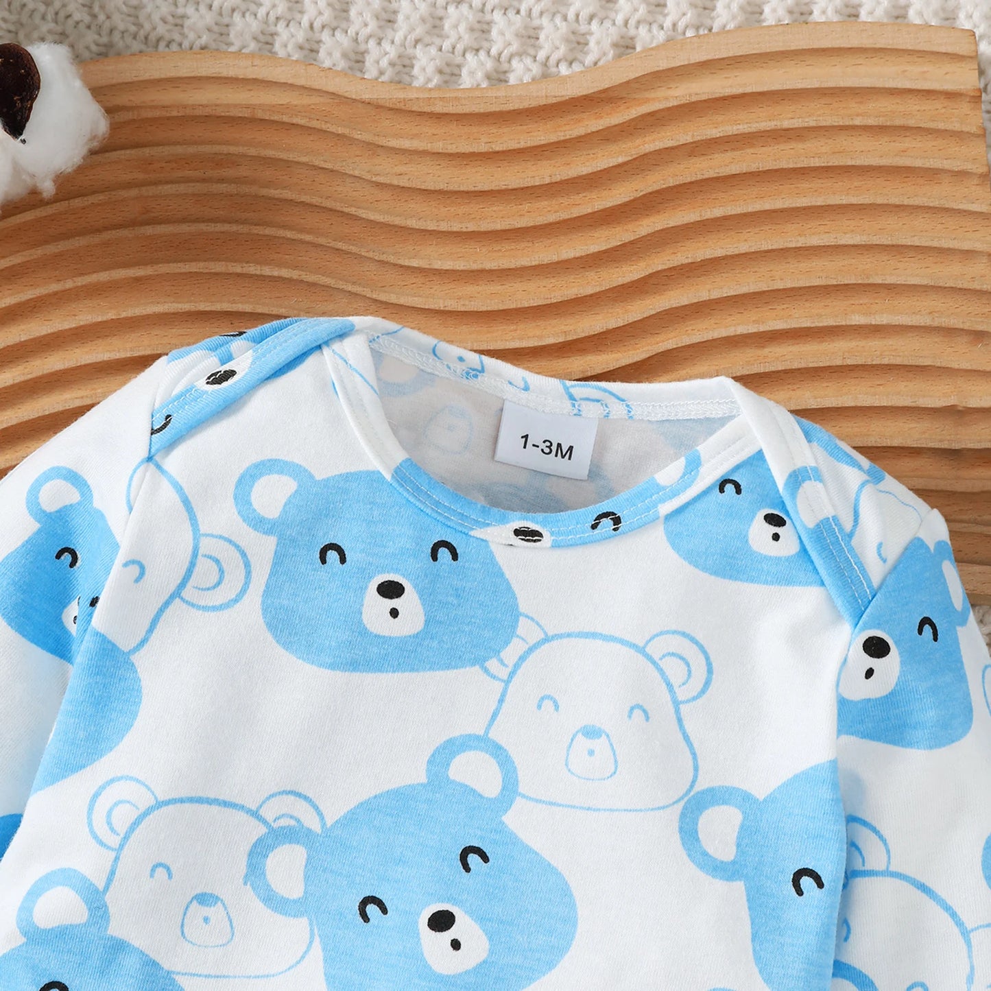 Little bear Long sleeved Jumpsuit+Long Pants+Hat+Socks 4Pcs/Set