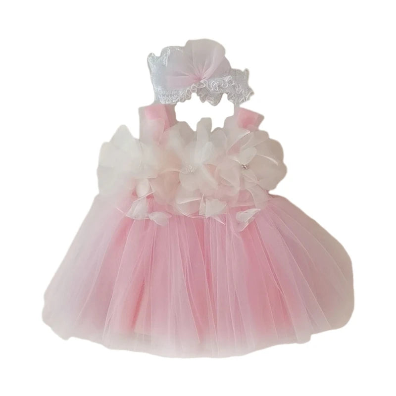 3Pcs Newborn Photography Props Baby Girl Lace Dress Infant Toddler Photo Props Headdress Outfits