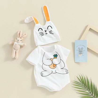 Short Sleeve Bunny with Long Rabbit Ear Hat Set