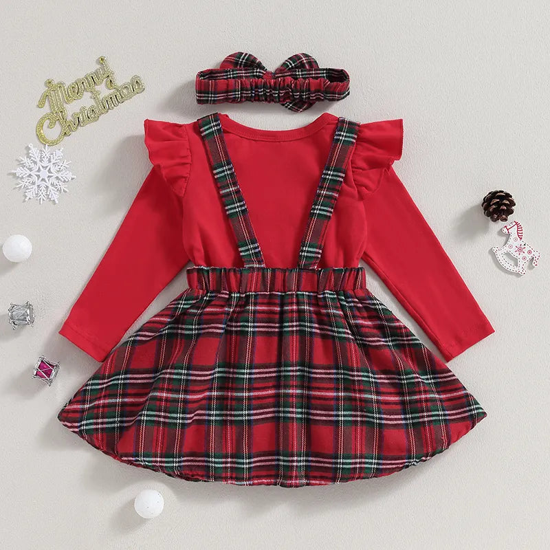 Elk Elegance 3Pcs Baby Girl Christmas Outfit