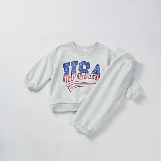 USA Printing Tshirt +shorts Clothes Toddler Clothing Sets