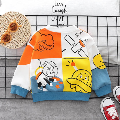 New Spring Autumn Baby Boys Girl Cartoon Cotton Printe Hoodies Children Kids Casual T-Shirt Sportswear Infant Clothing 0-5 Years