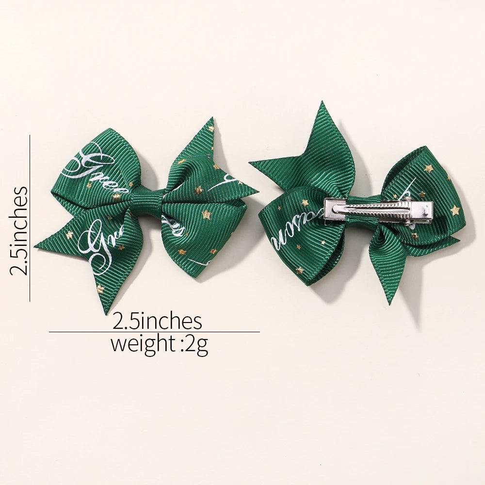 6PC Christmas Hair Bows