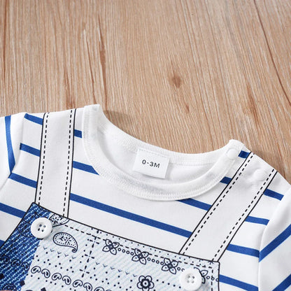 Cartoon Teddy Bear Fake Two-Piece Outdoor Outfit