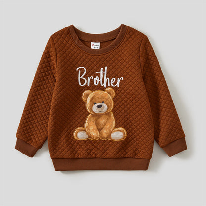 PatPat Family Matching Bear Print Long-sleeve Tops