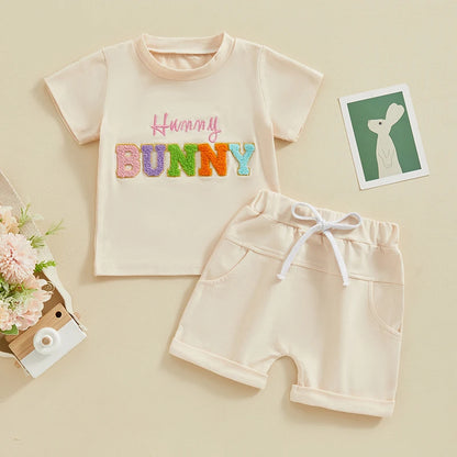 Hunny Bunny Embrodiery Short Sleeve T-Shirt and Shorts Set