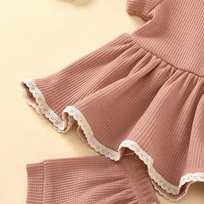 Summer Newborn Baby Girl Set Cotton linen Solid O-neck Short Sleeve Ruffles T-shirt Shorts Suit Infant Clothes Outfit