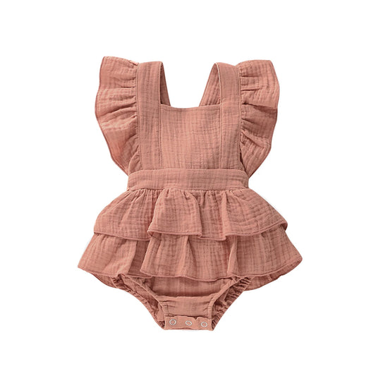 Solid Color Sleeveless Ruffle Strap Romper