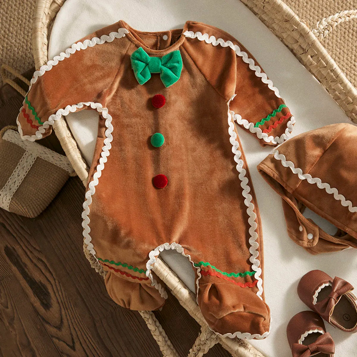 Newborn Baby Gingerbread Man Christmas Baby Romper