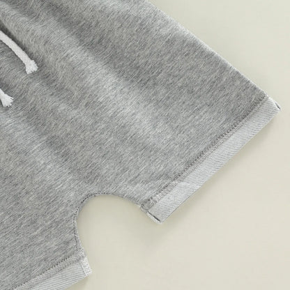 2Pcs Summer Clothing Casual Sleeveless Hooded Top + Shorts