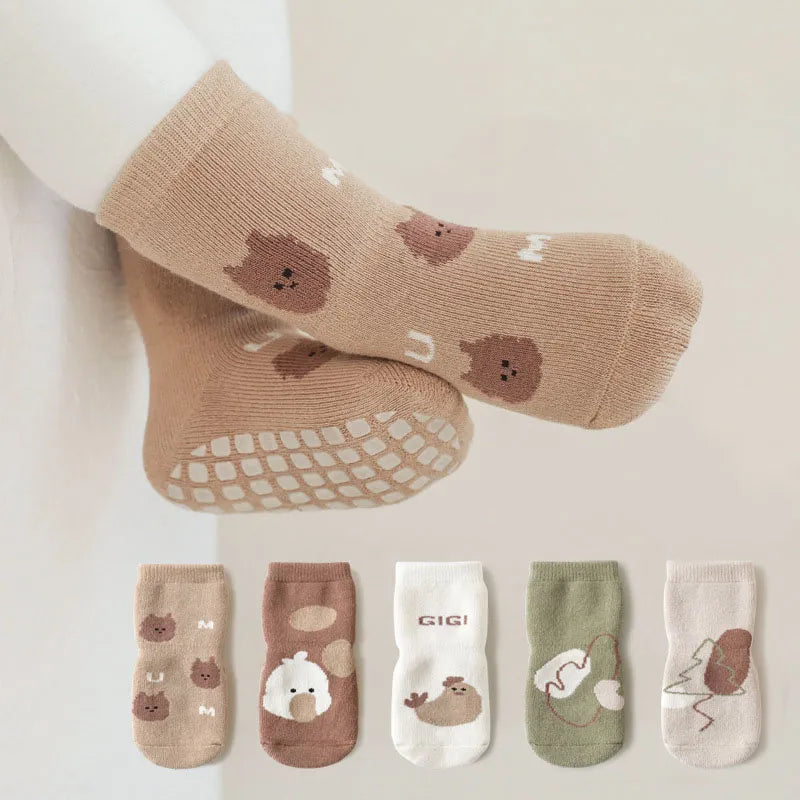 5 Pairs Toddler Cartoon Anti-slip Socks