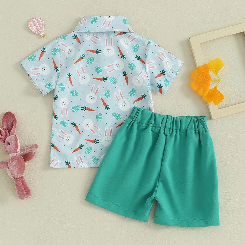 Bunny Carrot Short Sleeve Shirt  and Solid Color Shorts