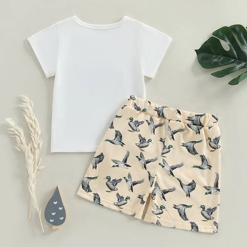 Short Sleeve T-shirts + Elastic Waist Shorts