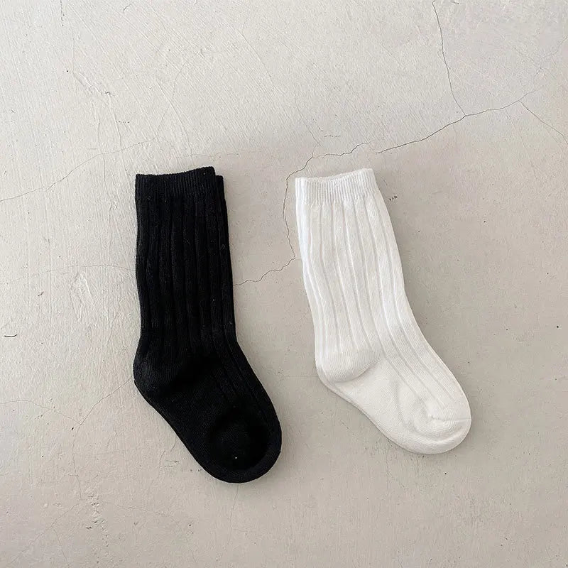 New Kids Cotton Sport School Students Socks Cotton Black White Socks for Boys Girls Slouch Socks Baby Toddler Socks 1-10Y