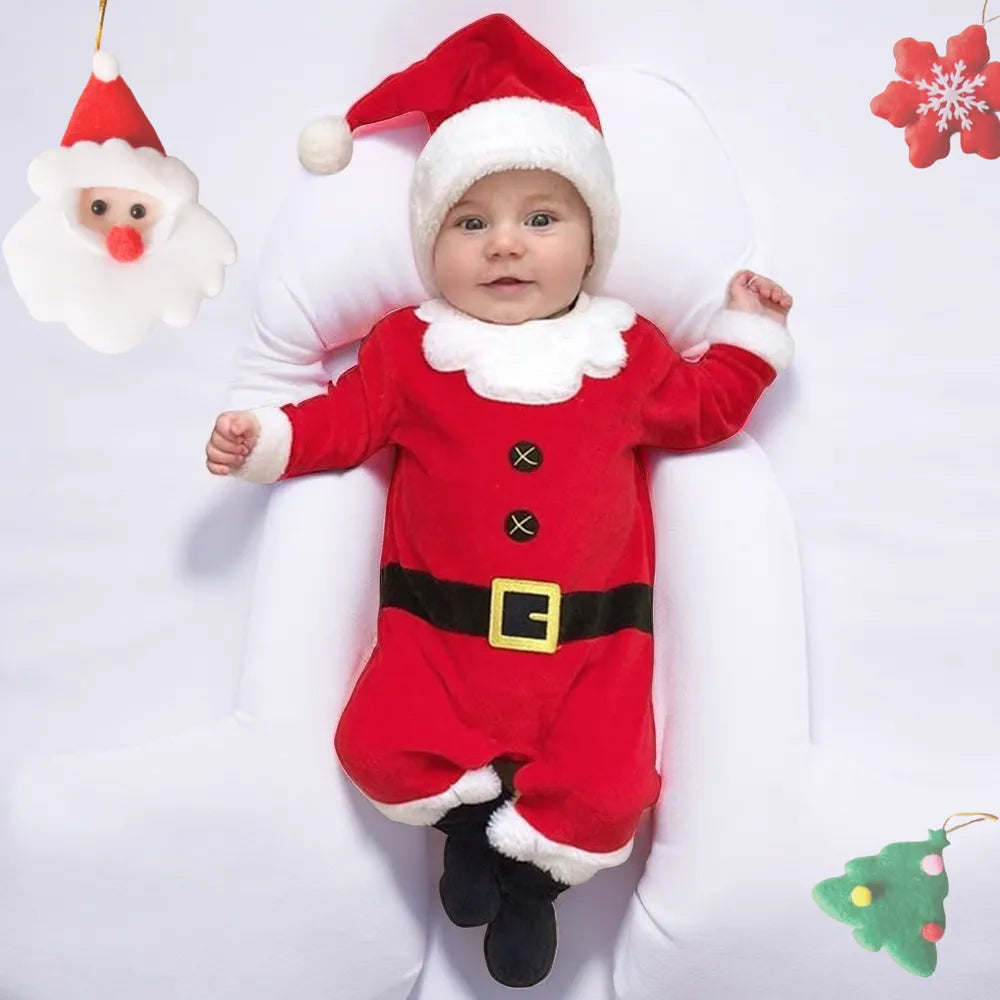 Newborn Baby Christmas Clothes Santa Claus Romper Long Sleeves Jumpsuit for Toddler New Year Costume Infant Xmas Outfits