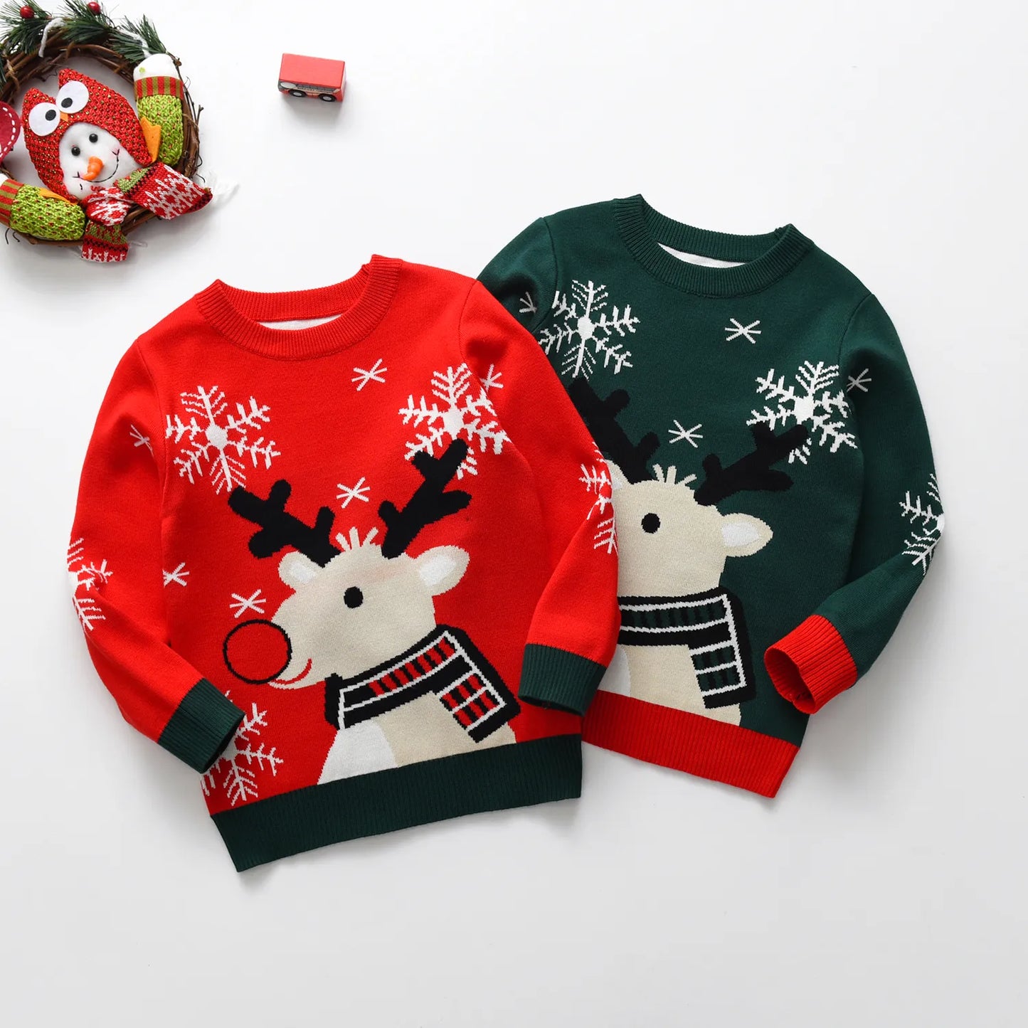 Christmas Toddler Baby Cozy Elk Print Sweater