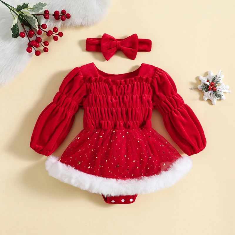 Christmas Newborn Baby Girls Rompers Dress