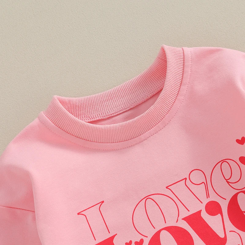 Infant Baby Girl Love Romper Pink long sleeves