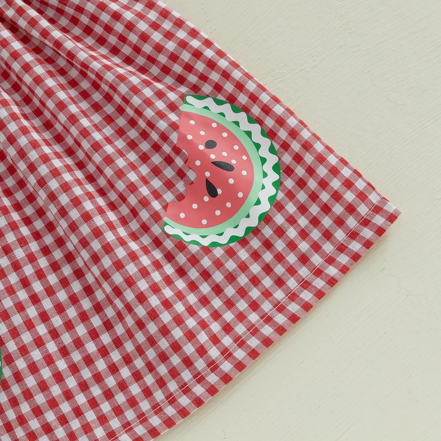 Girl Slip Dress Sweet Bows Watermelon Print Plaid Infant Sundress