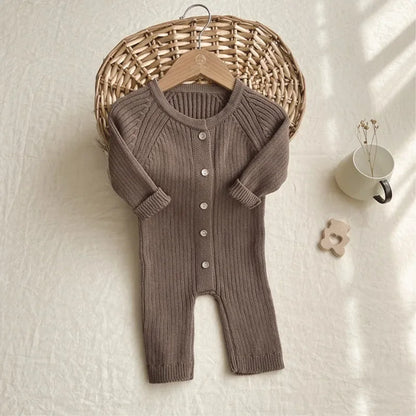 Round Collar Long Sleeve Rompers+ Cap