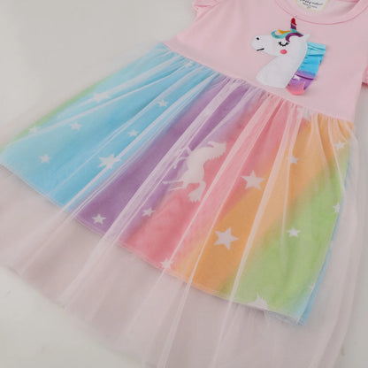 Toddler Girl Unicorn Print Butterfly Princess Dress