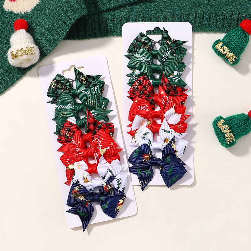 6PC Christmas Hair Bows