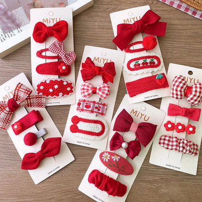 2/4PCS Red Christmas Baby Hair Pins