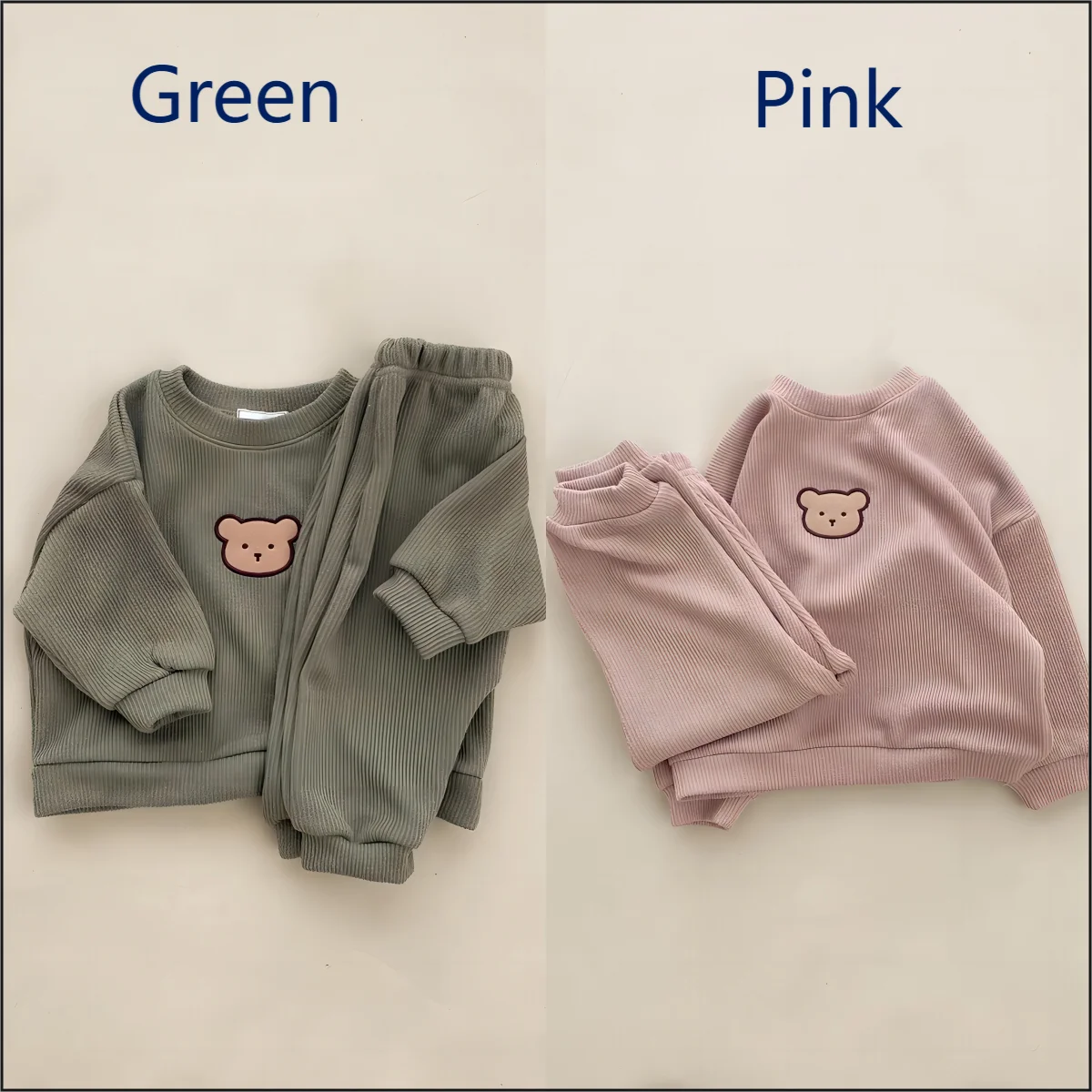 Toddler Embroidered Bear Hoodie Long-sleeved Sweatshirt Pants Set