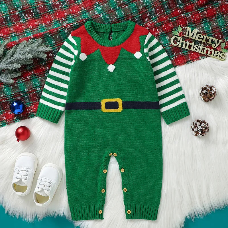 Baby Santa Green Christmas Jumpsuit