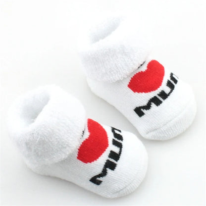 Baby Socks Cotton Mini Cute Girls Boys Love Dad Love Mum Newborn Kids Socks Toddler Baby Floor Bedding Socks Baby Cheap Stuff