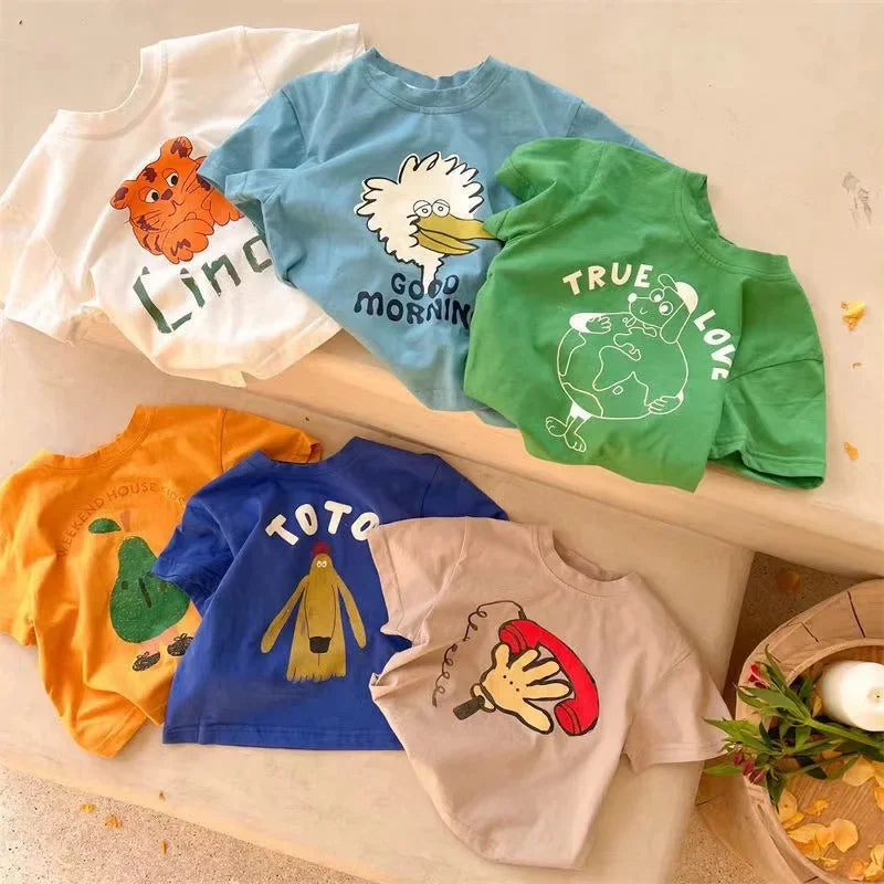 Short-sleeve Shirts Cartoon Children Outerwear