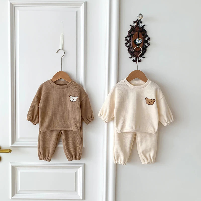 Cartoon Bear Hoodie + Pants Boys Outwear Infant 2PCS