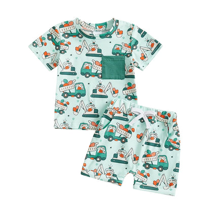 Crew Neck Short Sleeve T-Shirt with Shorts Set