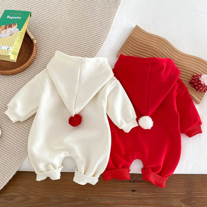 Cozy Baby Christmas Cartoon Hooded Bodysuits