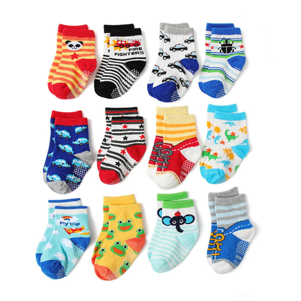 12 Pairs Cotton Non Slip Socks